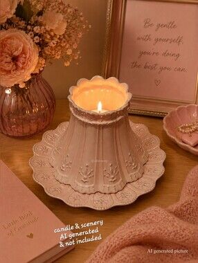 Pink Ceramic Yankee Candle Jar Shade/Plate